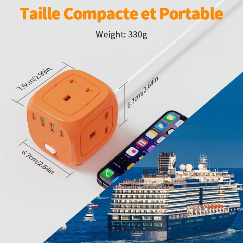 3 - Way Socket with USB - C | 7 - in - 1 Compact Charging Hub - Zyler