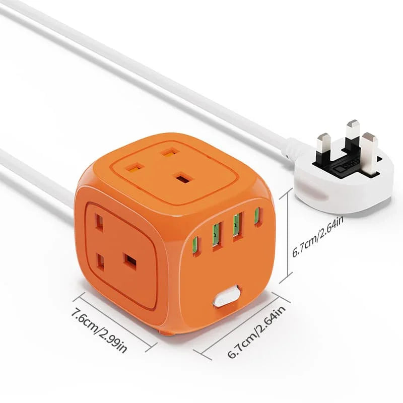3 - Way Socket with USB - C | 7 - in - 1 Compact Charging Hub - Zyler