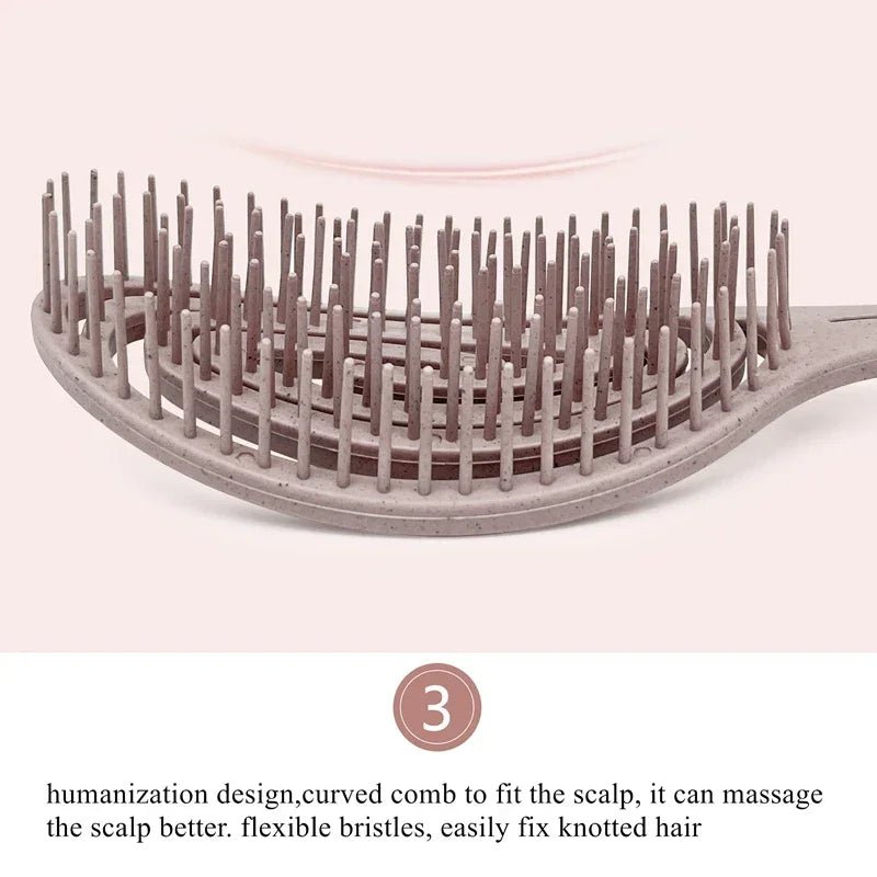 Eco-friendly Biodegradable Organic Detangling Brush For Women, Children, Men – Natural Coffee Grounds Hair brush Ideal for Straight, Curly & Wet Hair Stylist Accessories Daily Use Strong Durable comb - Zyler Middle East