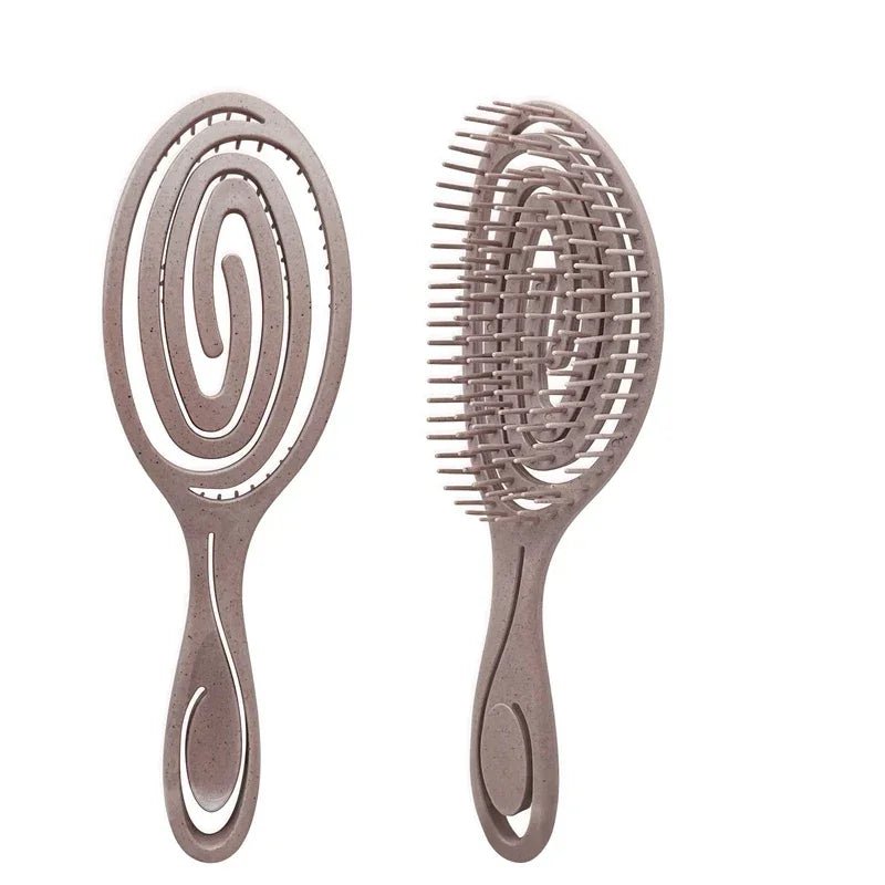 Eco-friendly Biodegradable Organic Detangling Brush For Women, Children, Men – Natural Coffee Grounds Hair brush Ideal for Straight, Curly & Wet Hair Stylist Accessories Daily Use Strong Durable comb - Zyler Middle East