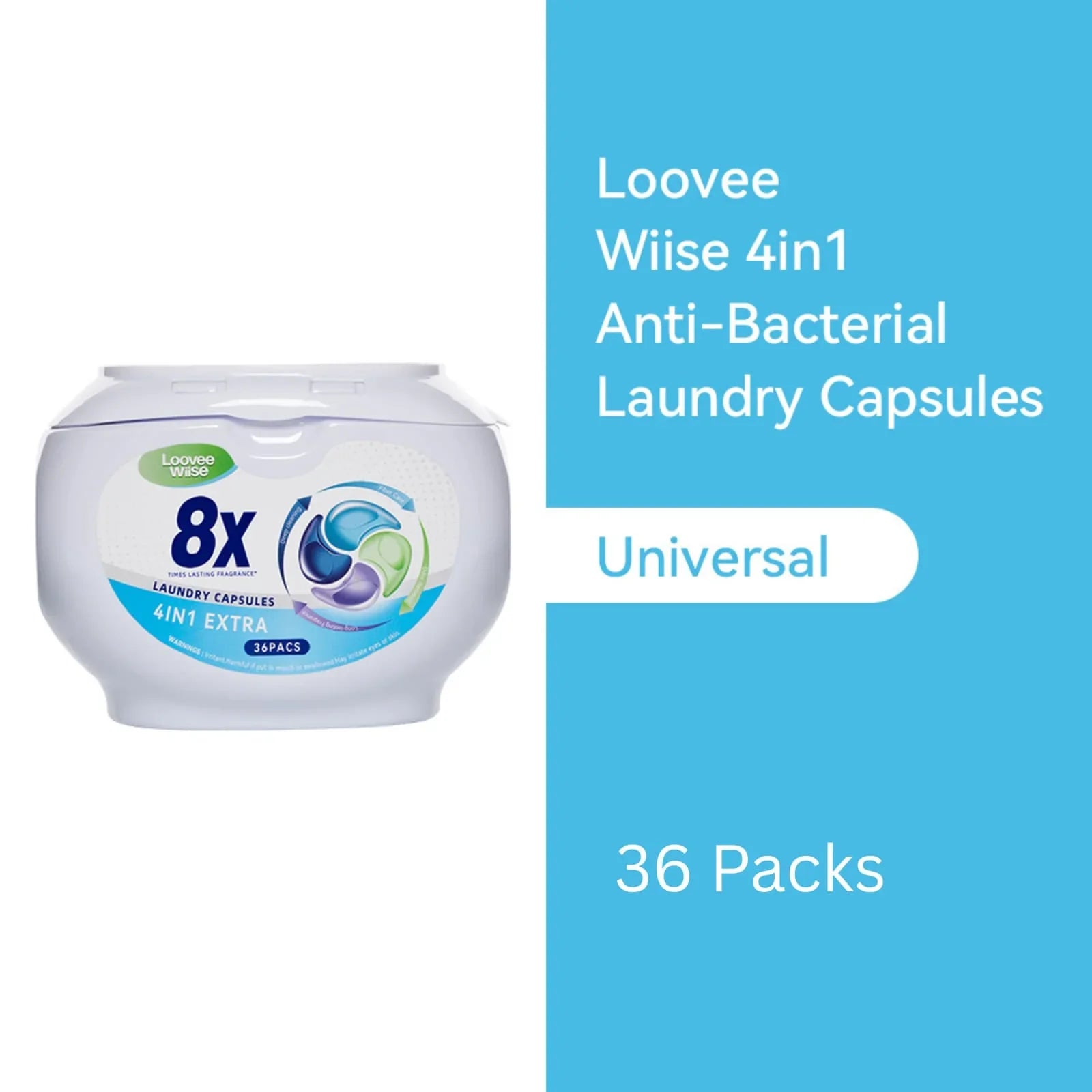 Loovee Wiise 4in1 Anti-Bacterial Laundry Capsules – 8X Cleaning Power with Sandhill Fragrance