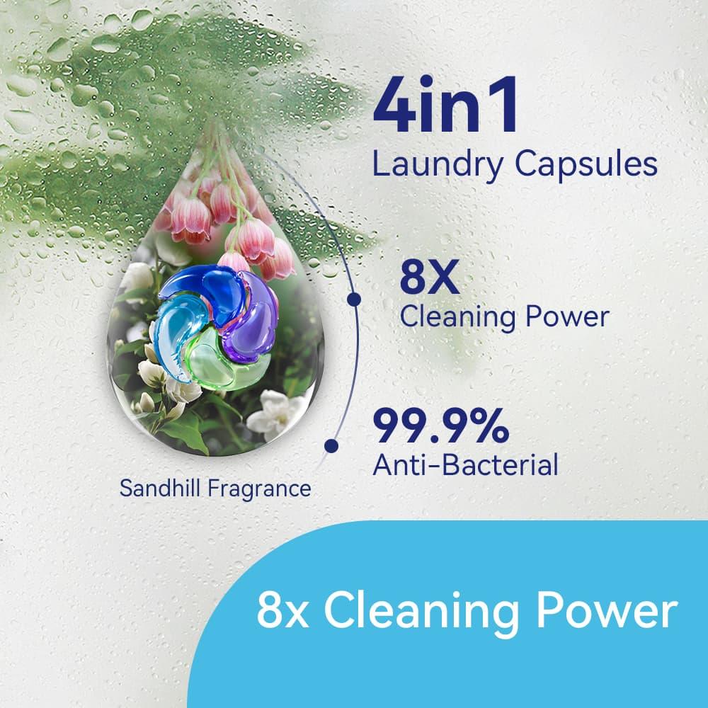 Loovee Wiise 4in1 Anti-Bacterial Laundry Capsules – 8X Cleaning Power with Sandhill Fragrance