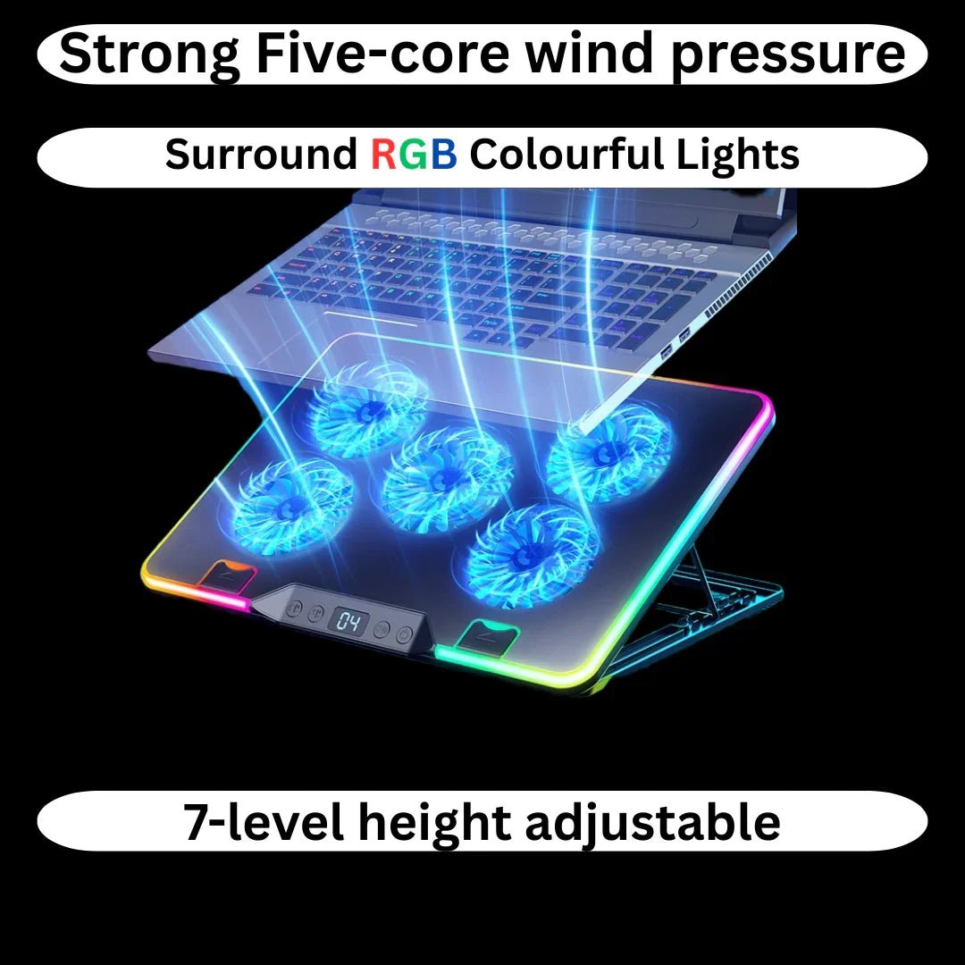 Zyler Gaming RGB Laptop Cooling Fan pad – Advanced Thermal Control in Premium Slim Design with RGB colour lights. - Zyler Middle East