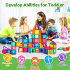 Zyler Magnetic Tiles, 110PCS Magnetic Building Blocks for Kids, Magnet 3D Montessori Kids Toy Set, Building Construction Educational STEM Toys for 3+ Year Old Boys and Girls Birthday Gifts - Zyler Middle East