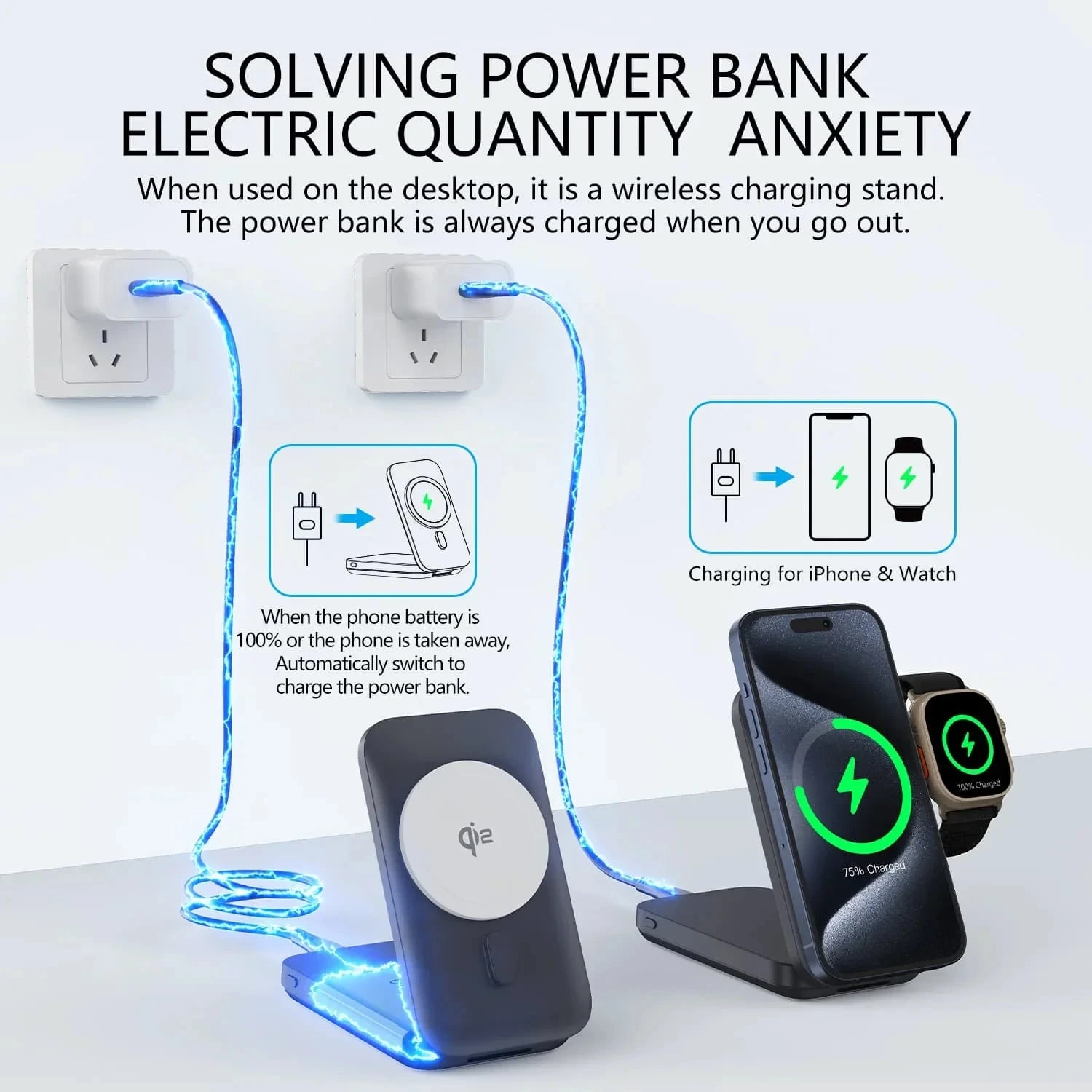 Zyler 10000mAh MagSafe Power Bank 3-in-1 Charging Station - Image 6