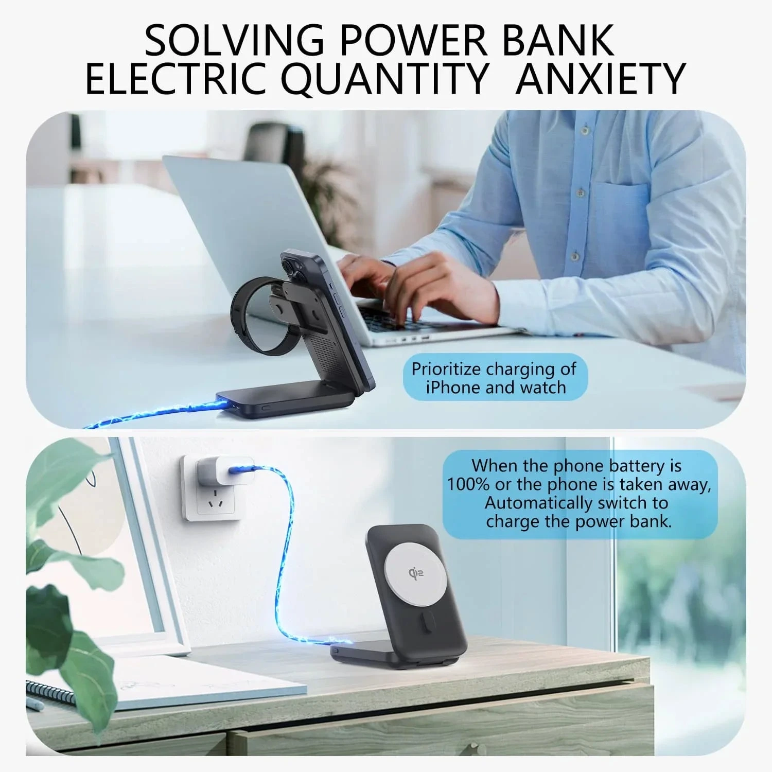 Zyler 10000mAh MagSafe Power Bank 3-in-1 Charging Station - Image 7